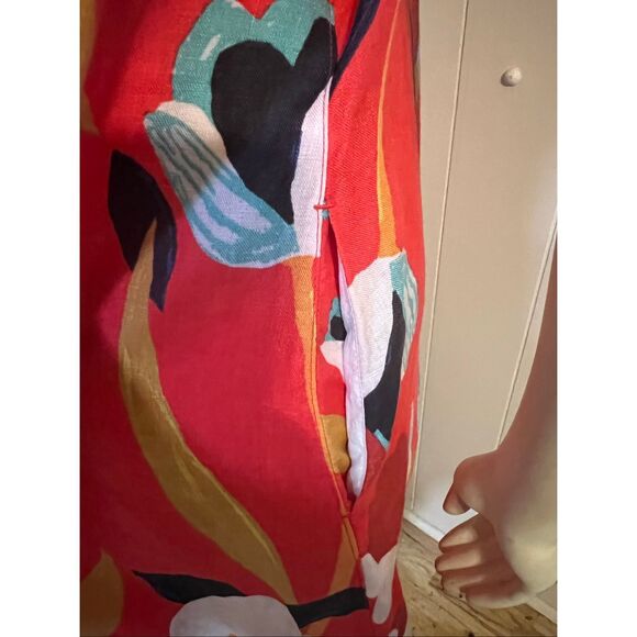 Sigrid Olsen Bright Floral A-Line Sleeveless Linen Dress S - Picture 6 of 8